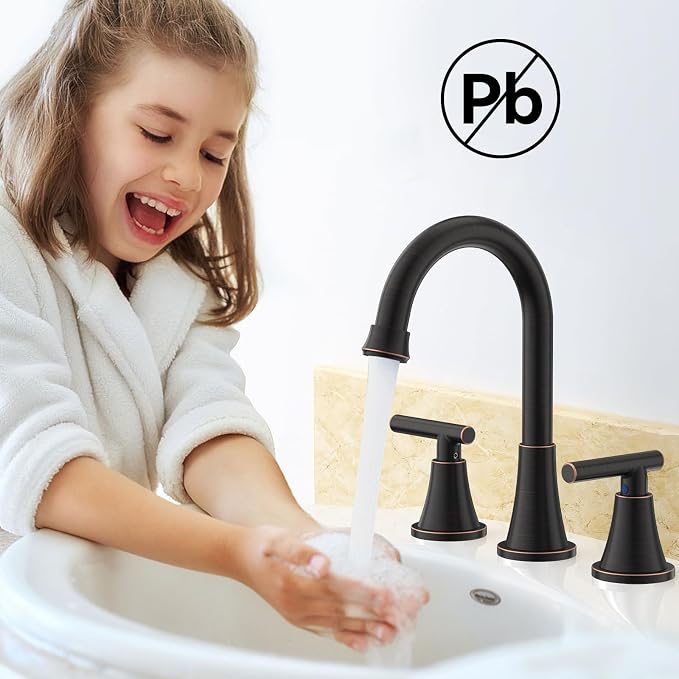 Bathroom Faucets for Sink 3 Hole, Hurran Oil Rubbed Bronze Bathroom Sink Faucet - Image 6