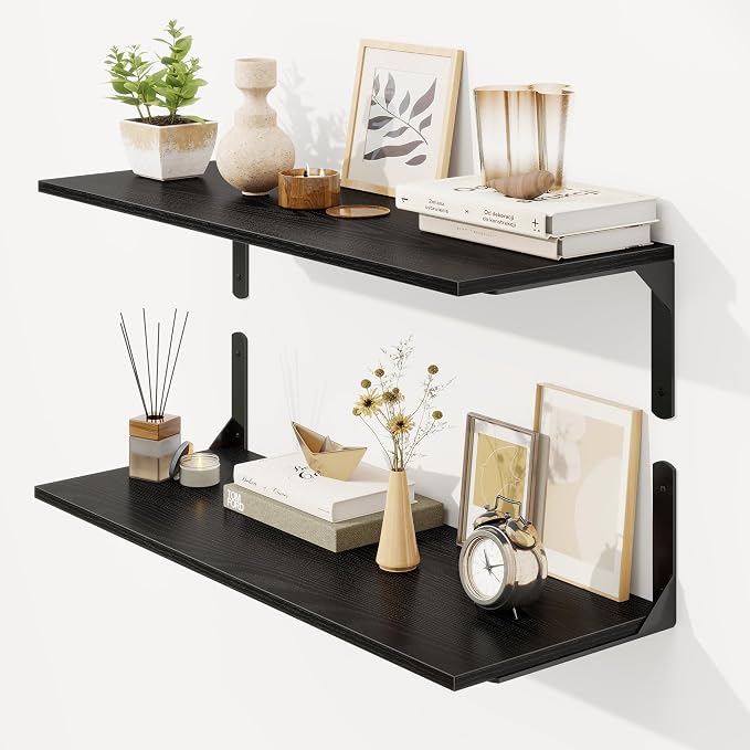 30" W x 12" D Black Floating Shelves by FunMemories