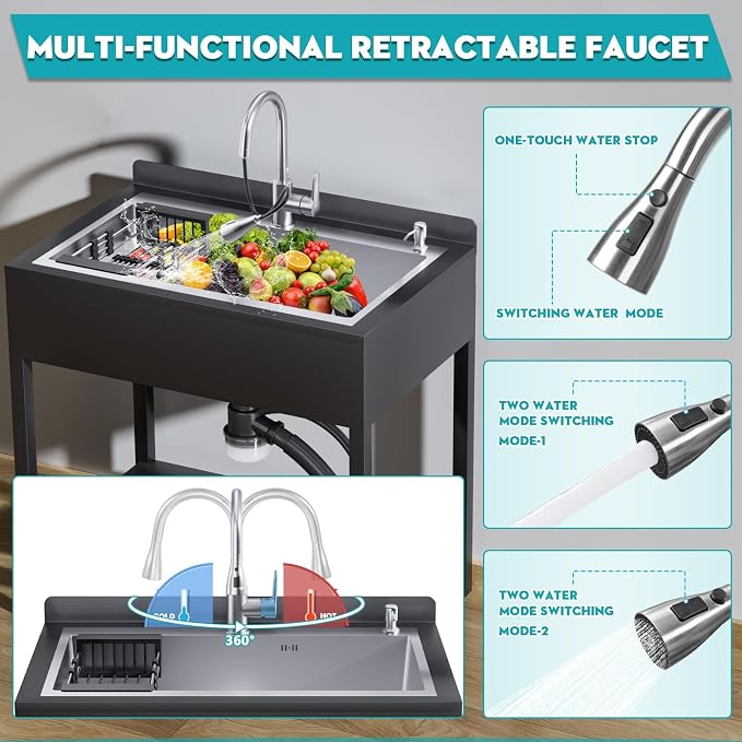 42IN Stainless Steel Freestanding Utility Sink - Image 4