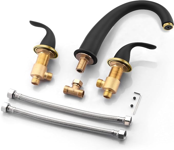 SUMERAIN Roman Tub Faucet Black and Gold Widespread 2 Handle Bathtub Faucet - Image 5