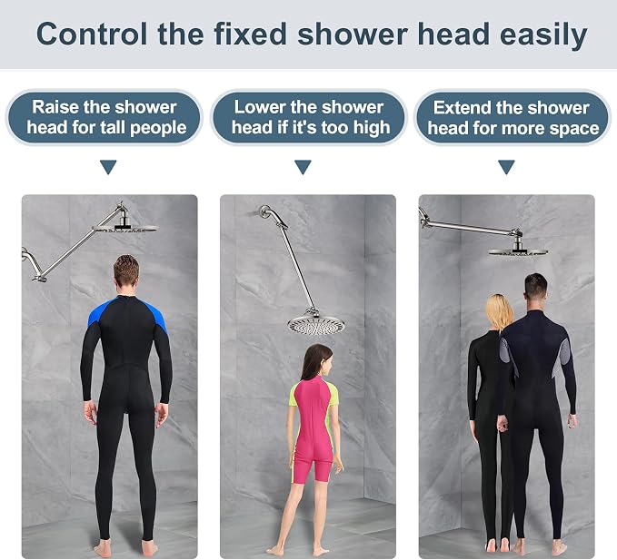 BRIGHT SHOWERS 15 Inch Extra Long Shower Head Extension Arm, Solid Brass Shower - Image 4
