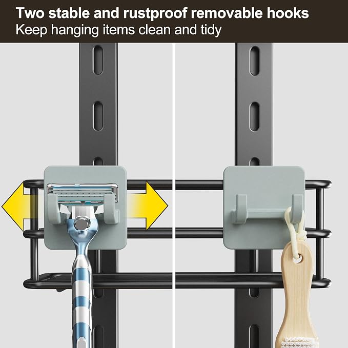Orimade Adjustable Anti-slip Shower Caddy over Head, Rustproof Bathroom Hanging - Image 7