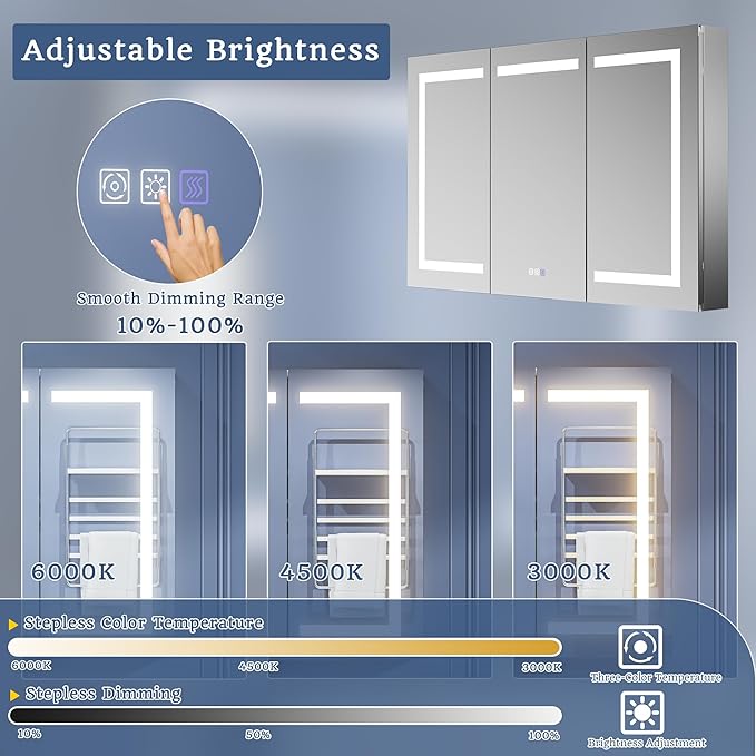 ExBrite LED Lighted Bathroom Medicine Cabinet - Image 3