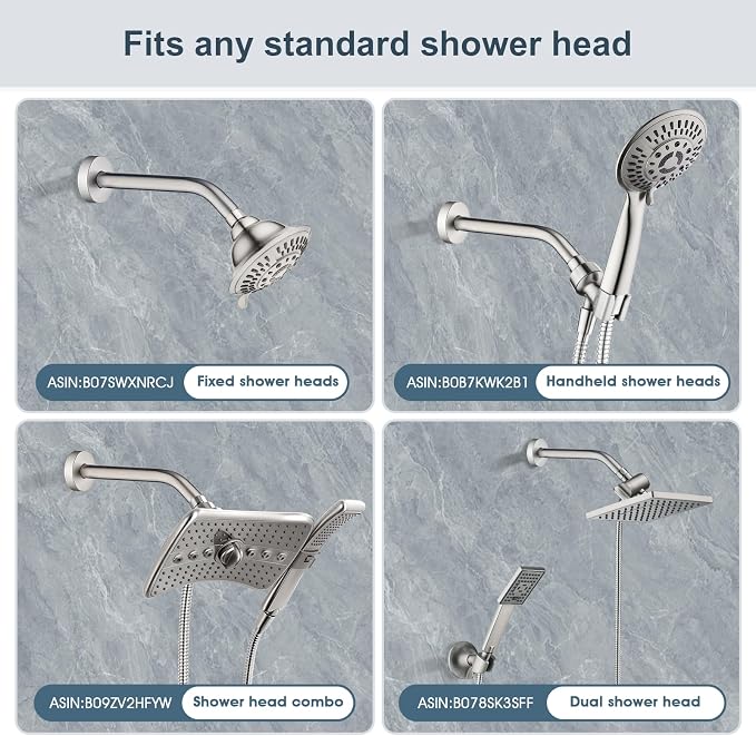 BRIGHT SHOWERS Shower Arm with Flange 10 Inches Solid Brass Shower Head - Image 5
