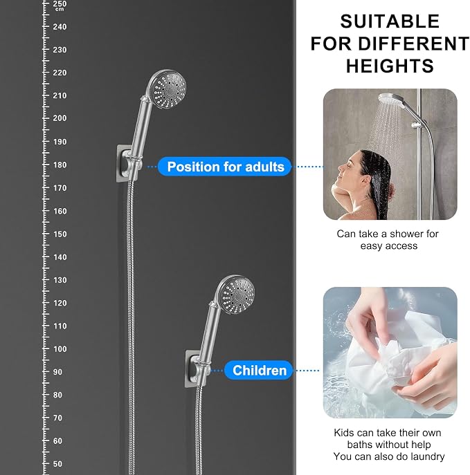 Strong Adhesive Adjustable Shower Head Holder- Wall Mounted Heavy Duty Shower - Image 3