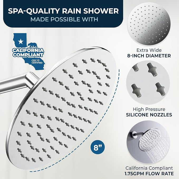 HammerHead Showers® Solid Metal 8 Inch Rainfall Shower Head – CHROME - Image 3