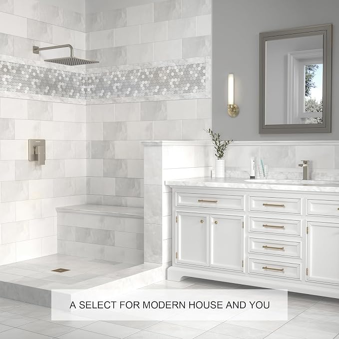 Lava Odoro 12-inch Modern Square Shower Faucet Set Brushed Nickel, Shower Trim - Image 6