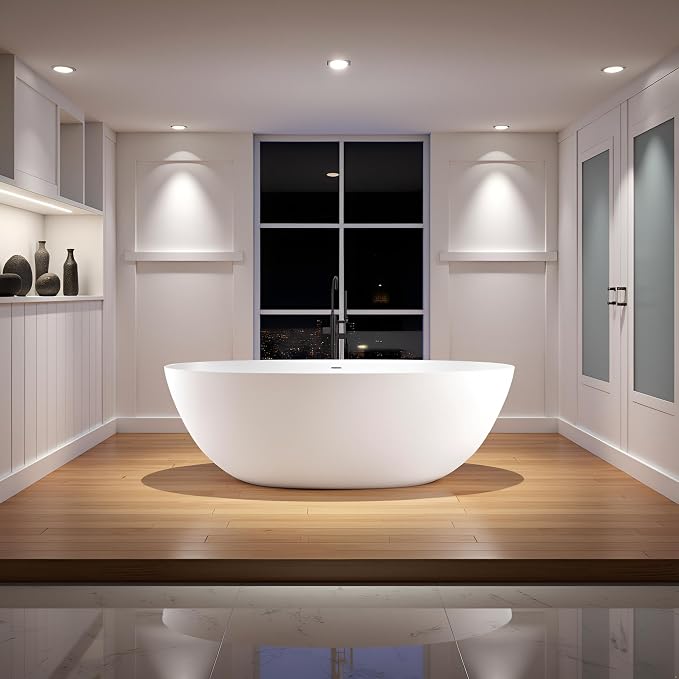 71'' Freestanding Solid Surface Resin Stone Bathtub, Freestanding Tub, by MEDUNJESS