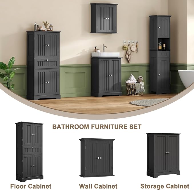 ChooChoo 51" H Tall Bathroom Floor Cabinet, Modern Bathroom Storage Cabinet - Image 5