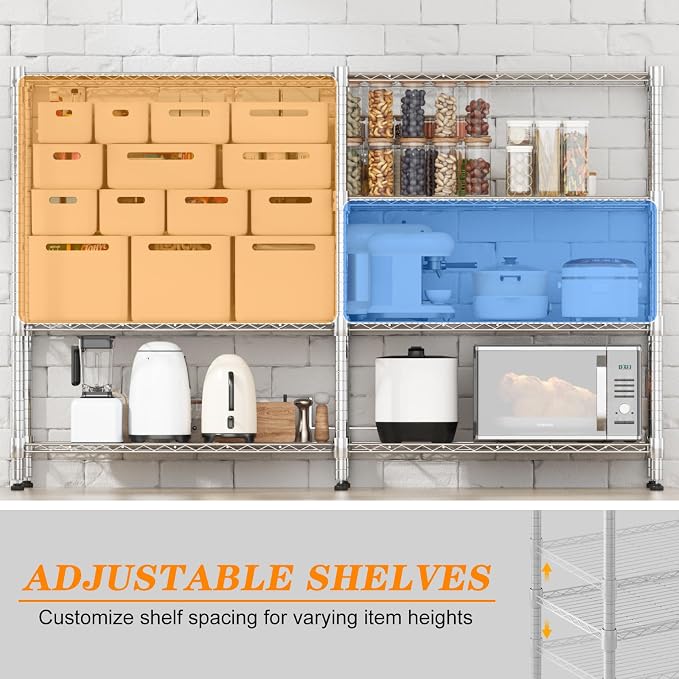 Homdox Heavy Duty Storage Shelves, 4 Tier Wire Shelving Unit, Adjustable Metal - Image 5