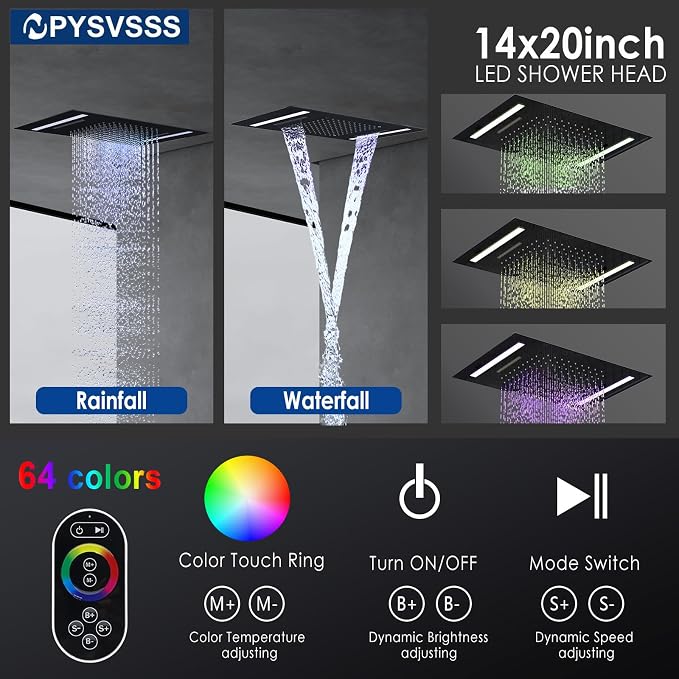 Dual Rain Shower Head Thermostatic Luxury Spa Shower System And Ceiling Mount - Image 4