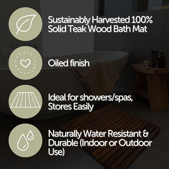 Nordic Style Premium Teak Shower and Bath Mat - Image 4