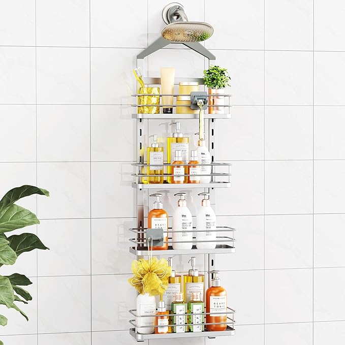 ODesign 4 Tier Height-Adjustable Shower Caddy Hanging Anti-Swing-Over The by ODesign