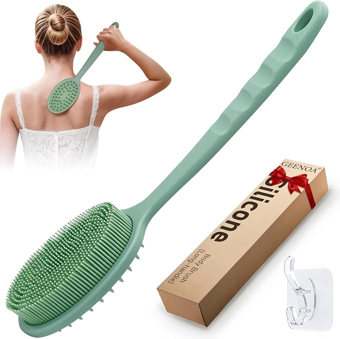 Silicone Back Washer for Shower, Gentle Silicone Back Scrubber for Lathering by GEENOA