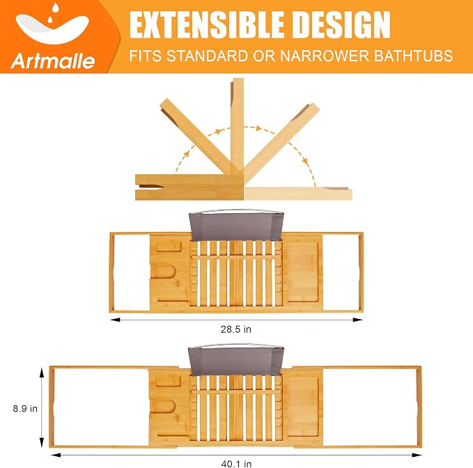 Artmalle Luxury Bathtub Caddy Tray - Image 5