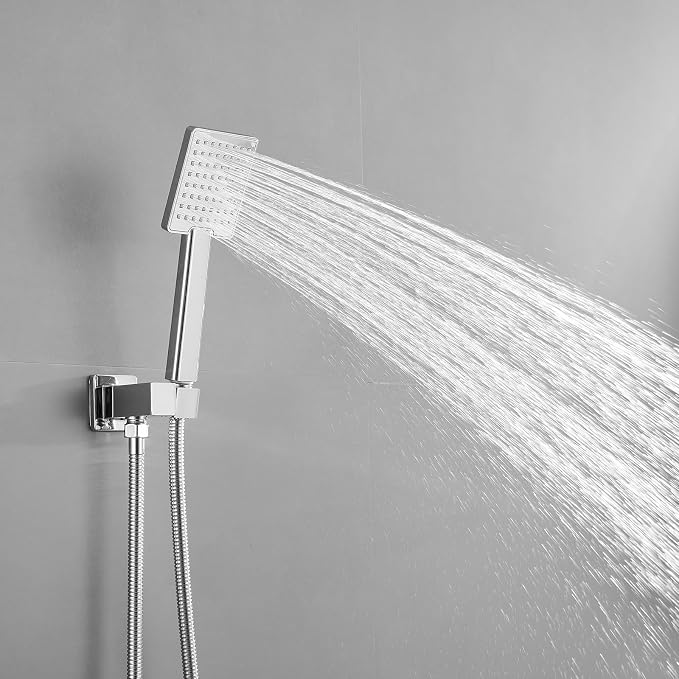 BWE Chrome Shower Faucet Set, Rainfall Shower Head - Image 6