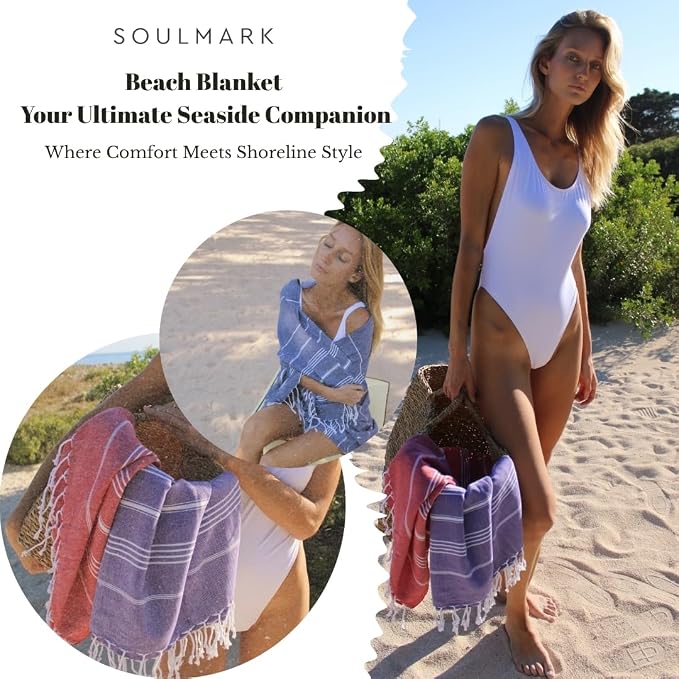 SOULMARK 100% Cotton Turkish Beach Towel - Image 6
