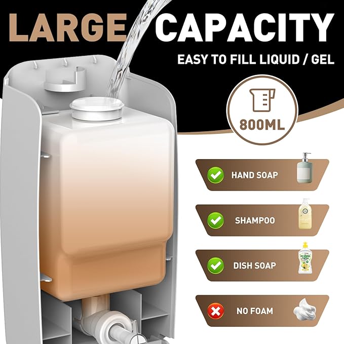 Commercial Soap Dispenser Wall Mount Manual Pump Hand Soap Dispenser 800ml Gel - Image 4