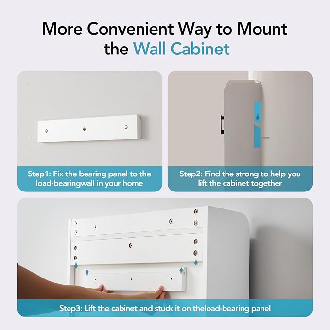 Bathroom Wall Cabinet with Door, Over The Toilet Wood Hanging Medicine Cabinets - Image 9