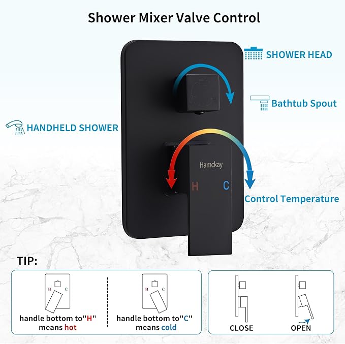 12 inch Matte Black Shower System - Image 7