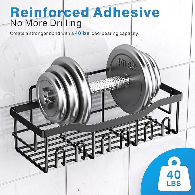 EUDELE 5-Pack Rustproof Stainless Steel Shower Caddy Set– No Drill Adhesive - Image 5