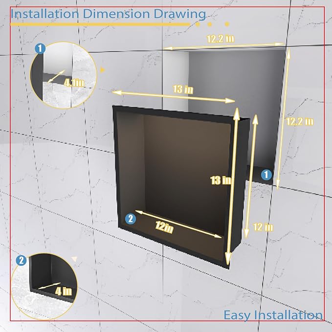 Stainless Steel Lighted Niche for Shower Storage, Bathroom Niches - Image 8