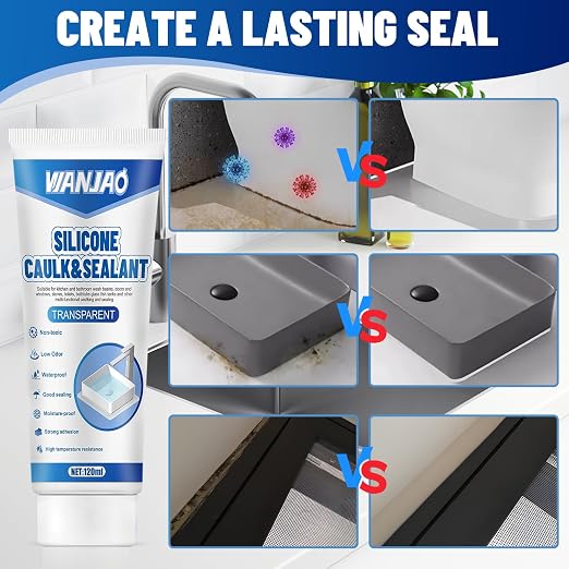 2PCS Clear Caulking Silicone Waterproof, Silicone Sealant Waterproof Clear High - Image 5