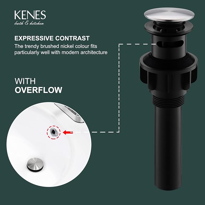 KENES Bathroom Sink Drain Stopper Pop up Sink Drain - Image 3