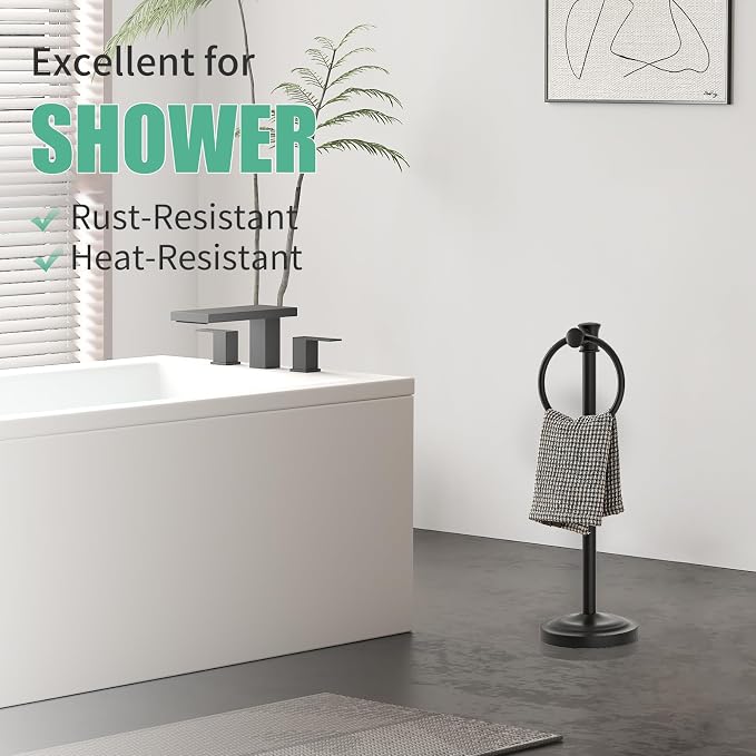 Hoimpro 17 Inch Stand Hand Towel Holder Towel Bar Towel Hanging Ring, Free - Image 4