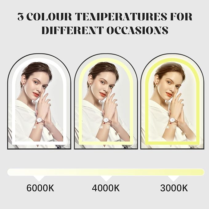 LED Bathroom Mirrors with Lights, 3 Colors Dimmable, Wall Mounted Lighted - Image 2