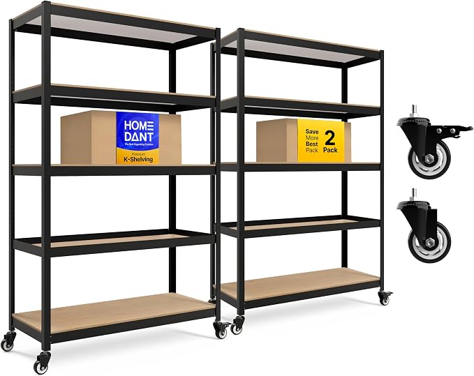 HOMEDANT House 5-Tier Metal Rolling Cart Shelf Rack Casters Heavy Duty by TheBestOrganizingSolution