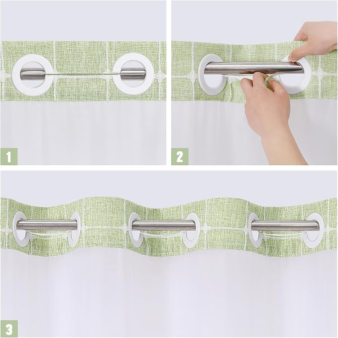 MitoVilla No Hooks Required Farmhouse Shower Curtain - Image 5