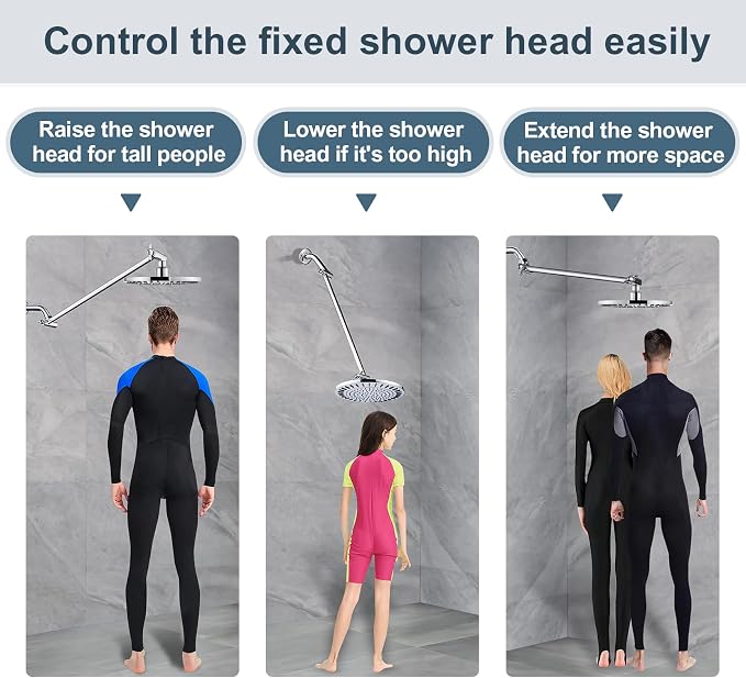 BRIGHT SHOWERS 15 Inch Extra Long Shower Head Extension Arm, Solid Brass Shower - Image 4