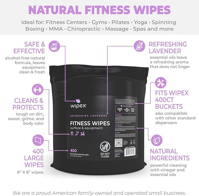 Wipex Gym Wipes Bucket Refill – Plant-based Fitness Equipment Wipes, Lavender - Image 4