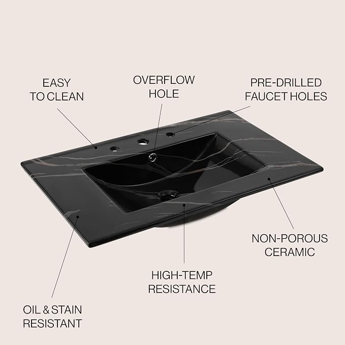 JONATHAN Y SNK1002D Ancillary 3-Hole 30 in. W x 18.25 in. D Classic - Image 4