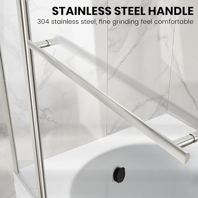 Bathroom Shower Glass Door, Tub Shower Glass Door 43”*58” Screen Panel Tempered - Image 3