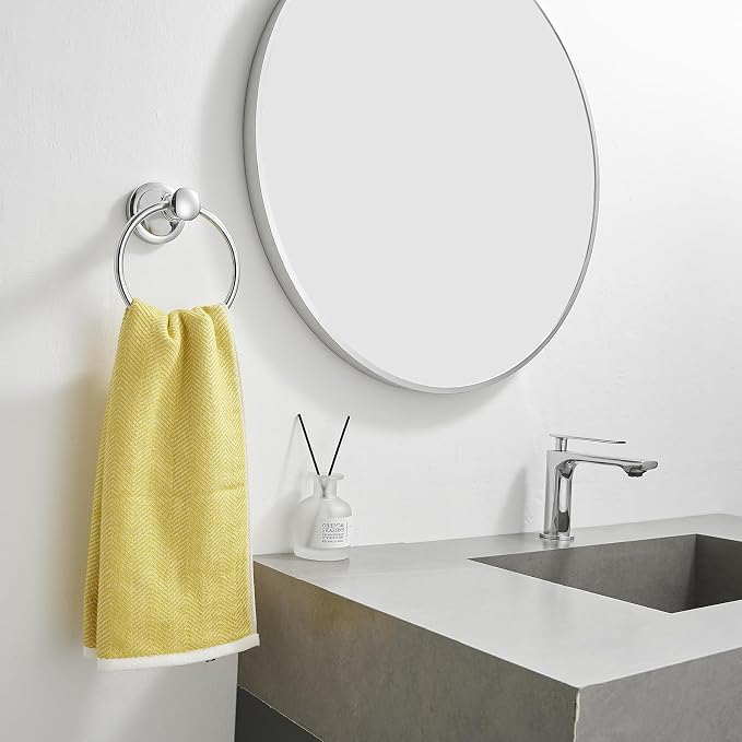 BESy Polished Chrome Bathroom Hand Towel Ring Towel Holder, Rustproof Wall - Image 3