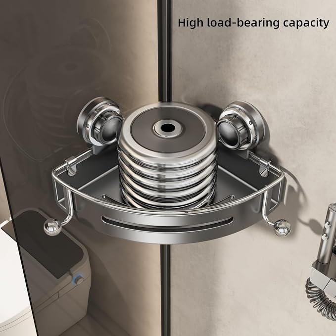 VOLPONE Corner Shower Caddy Suction Cup Shower Shelf Corner No Drilling - Image 6