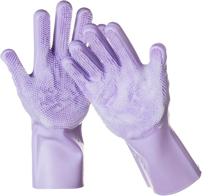 DELOMO Dog Washing Gloves 1 Pair: Soft and Gentle Silicone Pet Grooming Gloves by DELOMO