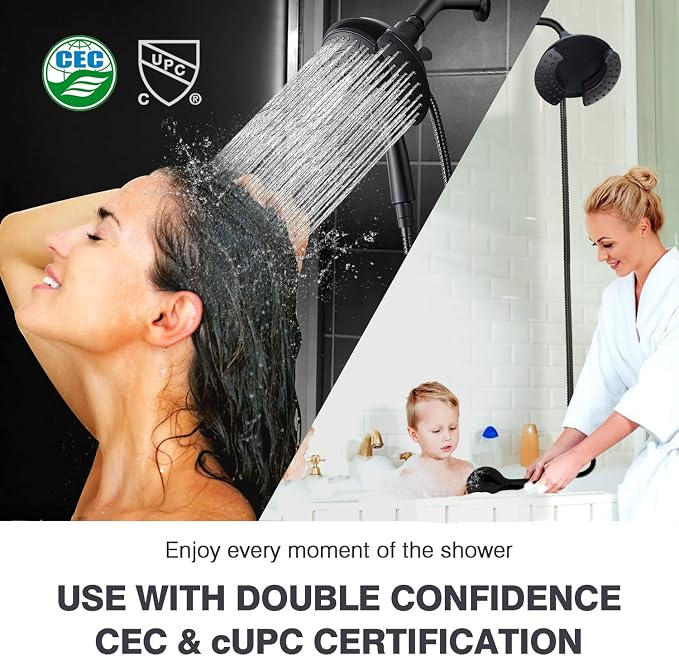 Shower Heads with Handheld Spray Combo: 7.2" Rain Shower Head & Handheld Shower - Image 6