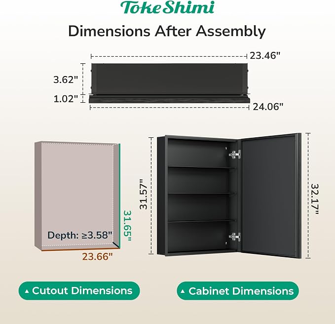 TokeShimi 24 x 32 Black Medicine Cabinet - Image 2