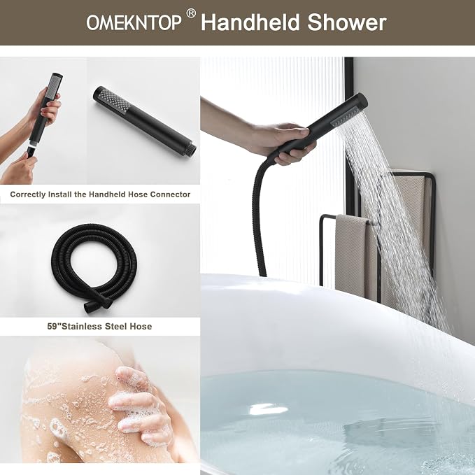 Freestanding Bathtub Faucet, Matte Black Floor Mount Tub Filler, Modern - Image 3