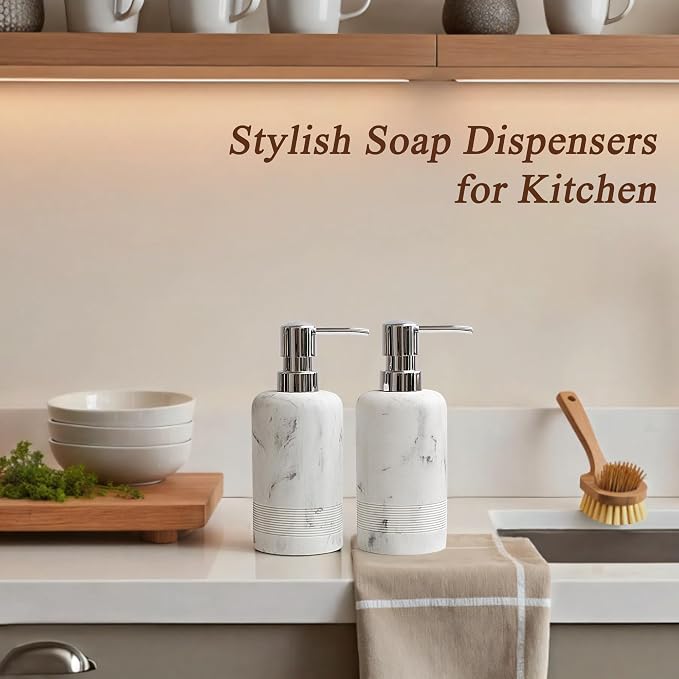 Resin Soap Dispenser Sets, 10.8oz Refillable Liquid Soap Dispensers - Image 4