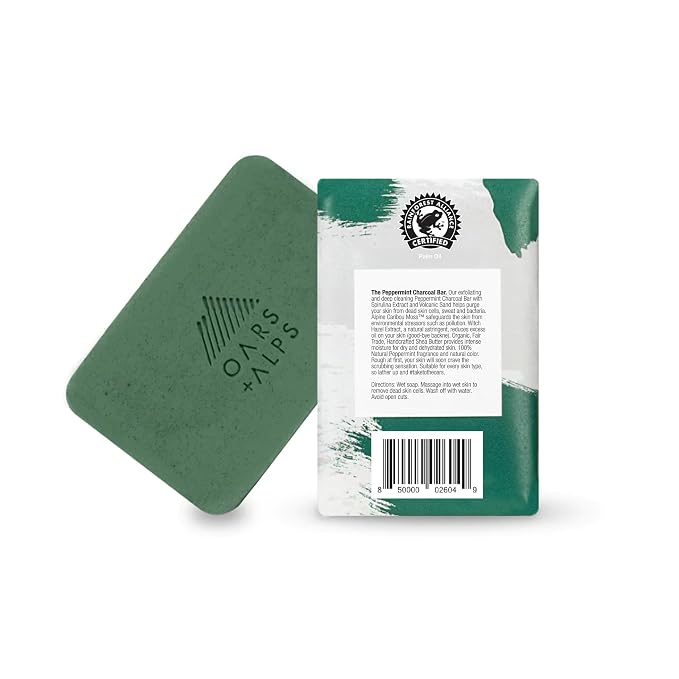 Oars + Alps Peppermint Charcoal Exfoliating Bar Soap - Image 2