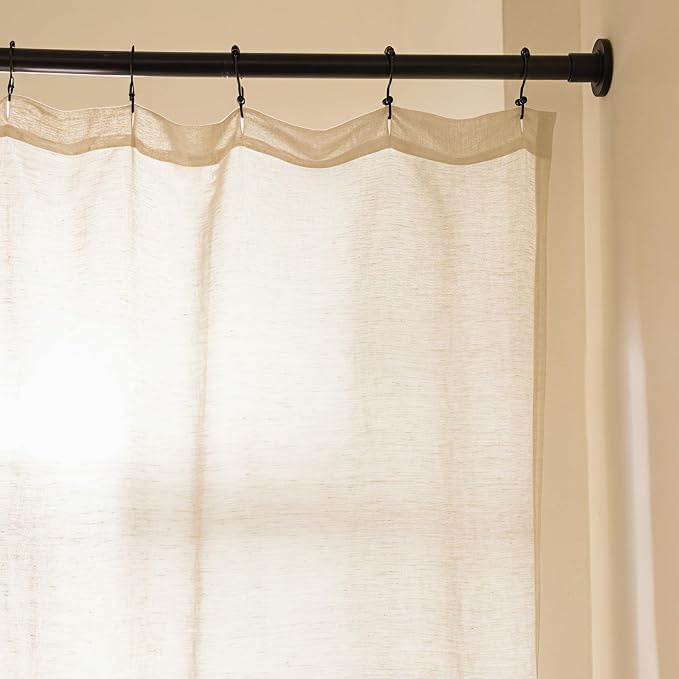 Preston Lane Stonebridge Linen Cotton Shower Curtain, Fabric Bathroom Curtain - Image 2