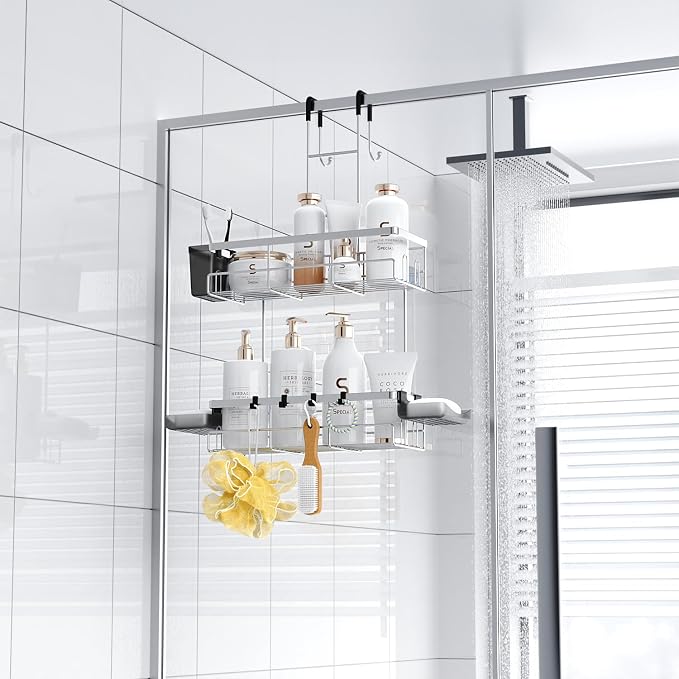 Over the Door Hanging Shower Caddy: Rustproof Hanging Organizer over the Door - Image 6