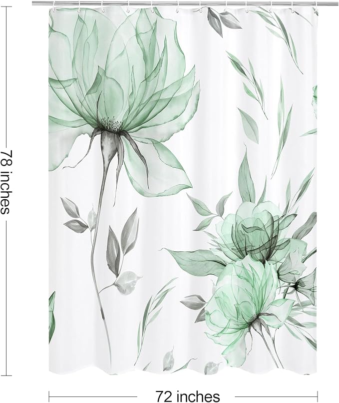 Long Boho Watercolor Floral Shower Curtain 72 x 78, Artistic 78 Inch Long - Image 6