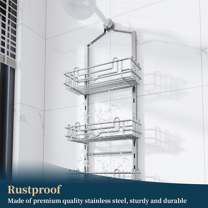 Consumest Shower Caddy Hanging – Rustproof Over Shower Head Hanger - Image 5