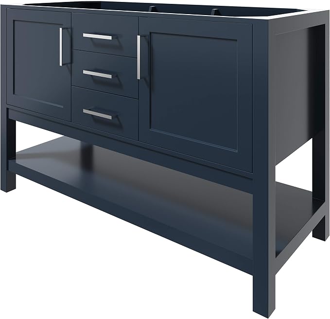 ARIEL 54" Midnight Blue Bathroom Vanity Base Cabinet, 2 Soft Closing Doors and - Image 5