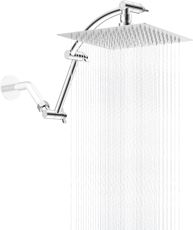 Hibbent All Metal Rain Shower Head, Solid Brass Adjustable Shower Arm Extender by Hibbent